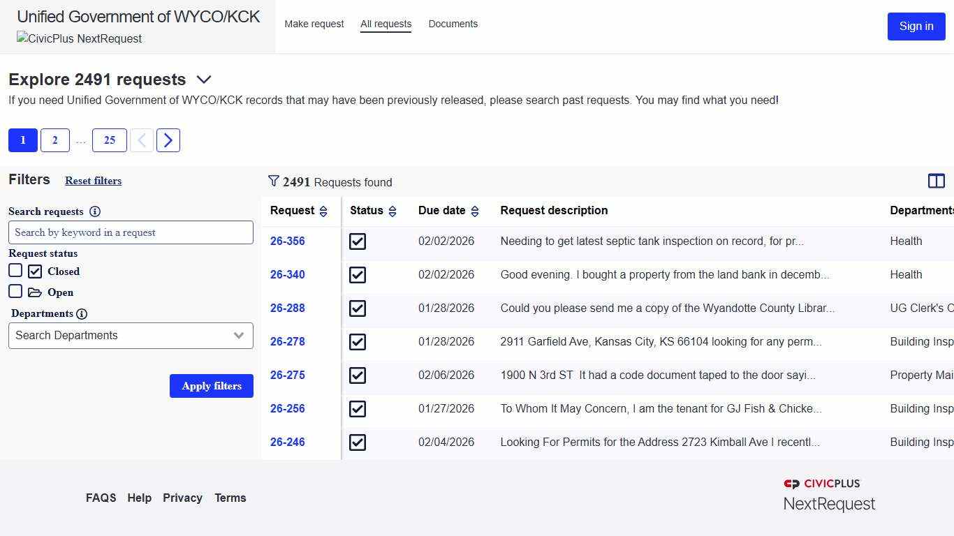 Requests - NextRequest - Modern FOIA & Public Records Request Software